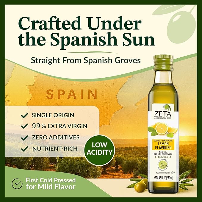 Zeta Extra Virgin Olive Oil with Lemon 8.5fl oz. Pack of 3