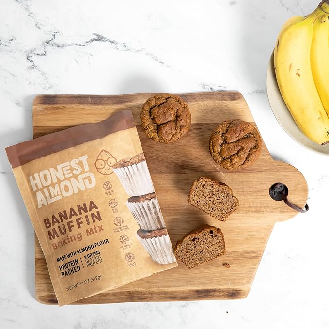 Honest Almond Protein Banana Muffin Mix | Almond Flour Baking Mix | Gluten-Free Dairy-Free Plant-Based Healthy All-Natural Low Sugar | 11 Oz (12 Servings Per Package) (Pack of 3)