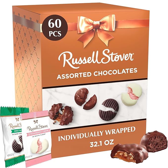 RUSSELL STOVER Assorted Milk &amp Dark Chocolate Candy Gift Box 32.1 oz.
