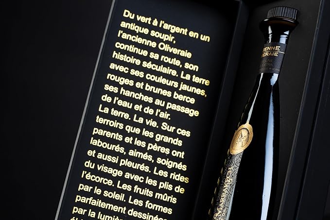Olive Oil Gift Box of Les Terroirs De Marrakech Gourmet Extra Virgin Olive Oil Polyphenol Rich Moroccan Cold Pressed EVOO Oil Keto Organic USDA Certified Carbon Neutral 8.5 fl oz. Gift Bottle