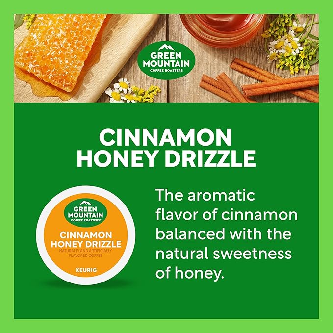 Green Mountain Coffee Roasters Cinnamon Honey Drizzle Single-Serve Keurig K-Cup Pods 6 Boxes of 10 (60 Count Total)