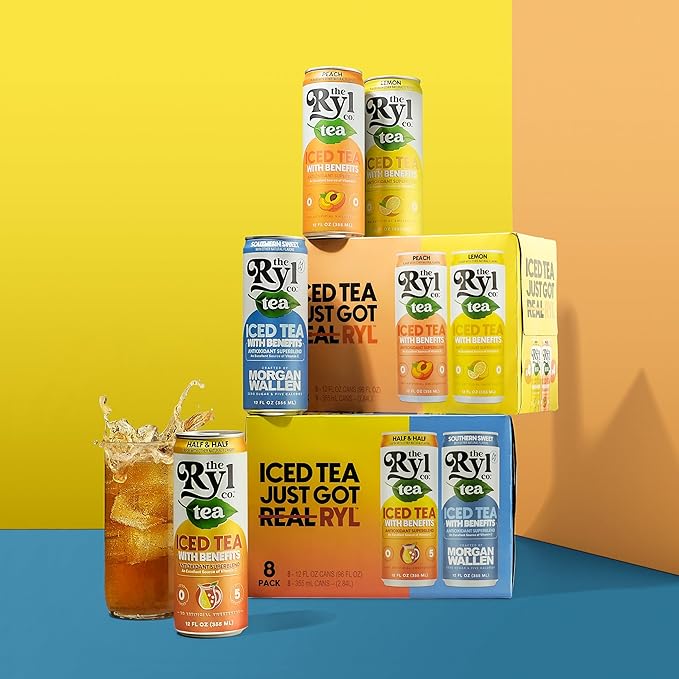 Ryl Iced Tea Variety Fruit Pack Peach Tea and Lemon Tea 12.0 Fl Oz (8-Pack)
