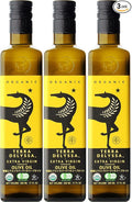 Terra Delyssa First Cold Pressed Organic Extra Virgin Olive Oil Single Sourced 500 ML (17 fl. oz) Dark Glass Bottle - 3 Pack Non-GMO Naturally Rich in Antioxidants and Polyphenols