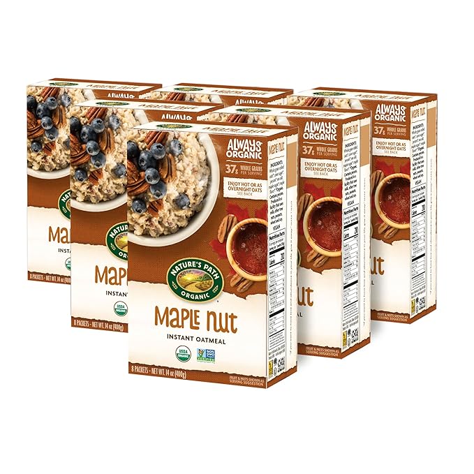 Nature's Path Organic Maple Nut Instant Oatmeal 14 oz (Pack of 6) Non-GMO