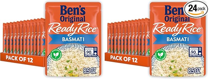 BEN'S ORIGINAL Ready Rice Basmati RiceEasy Side Dish8.5 oz Pouch(Pack of 24)