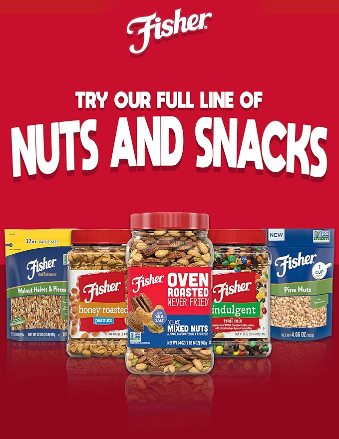 Fisher Oven Roasted Never Fried Almonds 24 Ounces (Pack of 1) Heart Healthy Snacks for Adults Made with Sea Salt No Added Oil Artificial Ingredients or Preservatives Gluten Free Vegan Protein