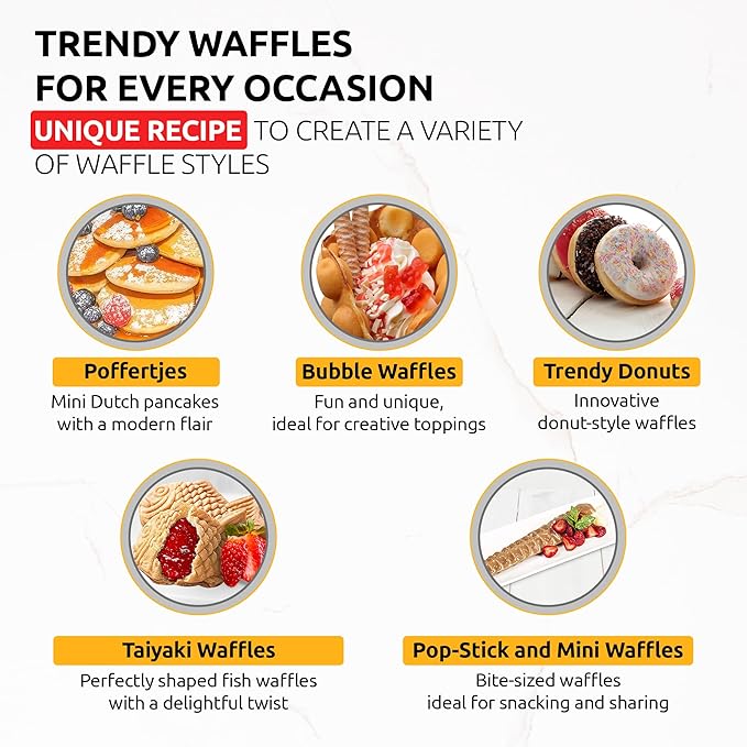 Trendy Waffle &amp Pancake Mix | Bubble Belgian Cone | Natural Ingredients | Easy Preparation | 6 Lbs | Reach Vanilla Flavor (4)