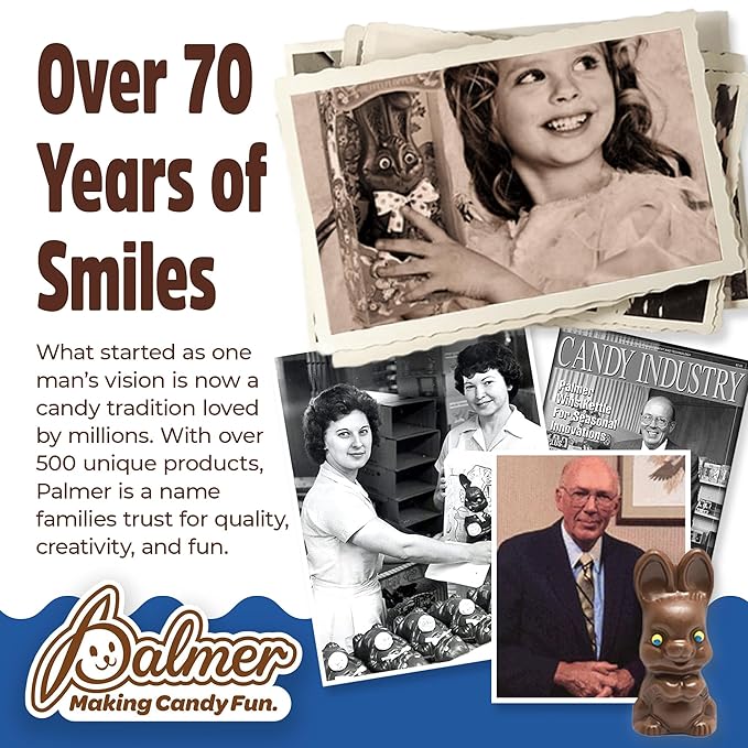 Palmer Easter Bunny's Chocolate Candy Milk Chocolate Flavored Assortments Making Candy Fun Since 1948 (2.5 Pound Hoppy Bunnies Mix)