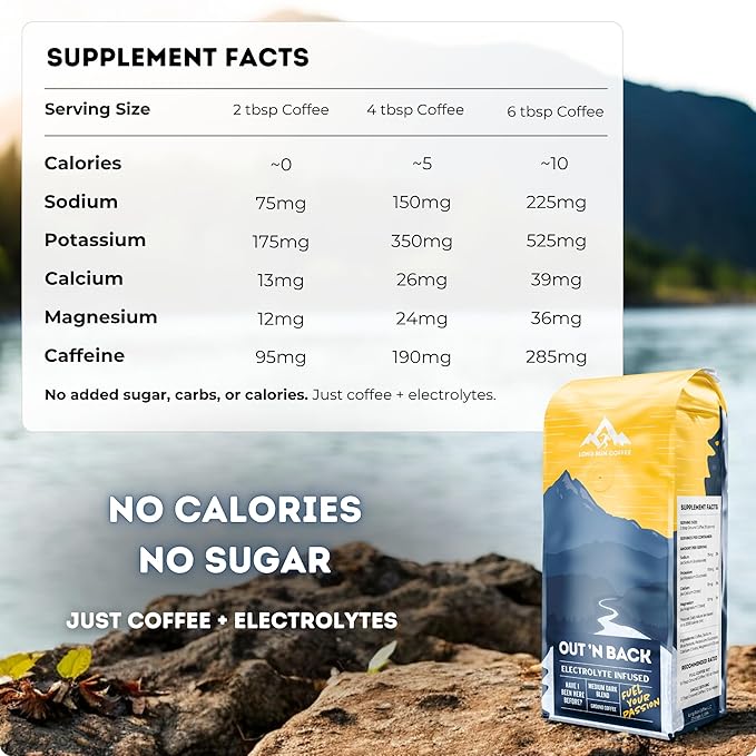 Long Run Coffee – Hydrating Coffee with Electrolytes – All Natural Energy + Hydration + Recovery for Athletes – Stomach Friendly Electrolyte Coffee for Runners (5 lb Medium-Dark Roast)