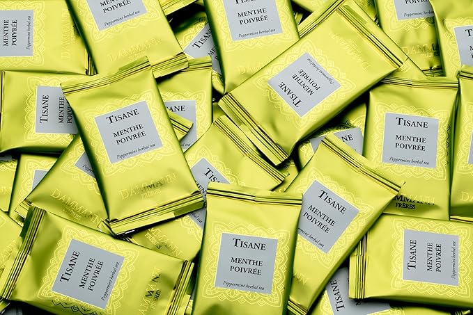 Dammann Freres Sachets Menthe Poivrée Tea Bags Premium Gourmet French Peppermint Herbal Tea Individually Wrapped 24 Count