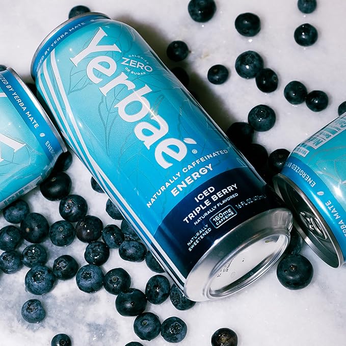 Yerbaé Energy Beverage - Iced Triple Berry 0 Sugar 0 Calories 0 Carbs Energized by Yerba Mate. Yerbae is a Plant-Based Healthy Alternative to Sugary Energy Drinks 16oz cans (12 Pack)