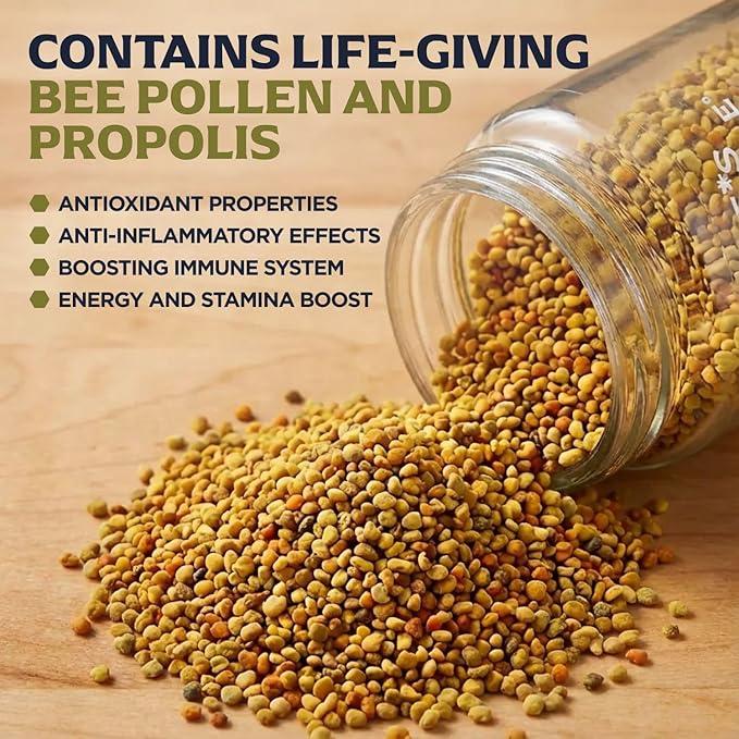 Jamie’s Hive to Table Organic Bee Pollen 6 oz - 100% Pure Raw &amp Natural Superfood Premium Quality Bee Pollen Granules for Energy Immunity Skin Health Antioxidants &amp Vitality Gluten Fre