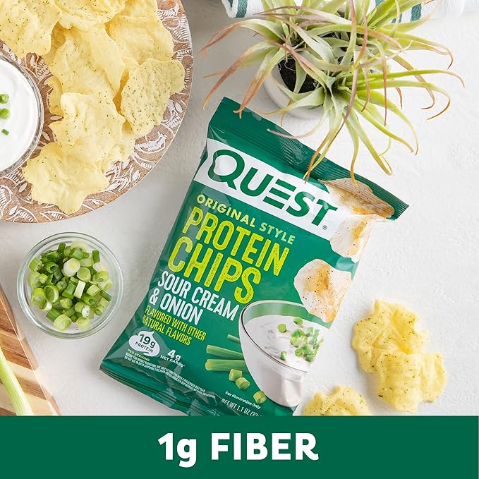 Quest Nutrition Sour Cream &amp Onion Protein Chips 19g Protein 4g Net Carbs Low Carb Gluten Free 1.1 oz (Pack of 12)