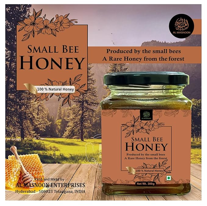 AL MASNOON Small Bee Honey 300g (Pack of 1)/ rare Honey from Forest 100% Pure Natural &amp Raw/Produced By Small bees