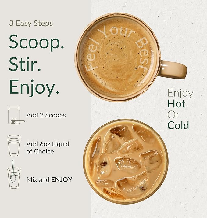 BIOptimizers Mushroom Coffee Alternative – Salted Caramel Drink – Lion’s Mane Chaga Reishi + Collagen Peptides for Focus Energy &amp Gut Health – Adaptogenic Mushrooms &amp MCT Powder – 15 Servin