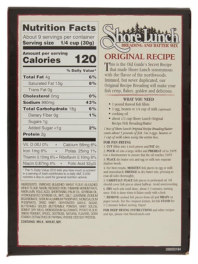 Shore Lunch Fish Breading &amp Batter Mix Original Recipe 9 Ounce Box of Breading &amp Batter Mix (Pack of 6)