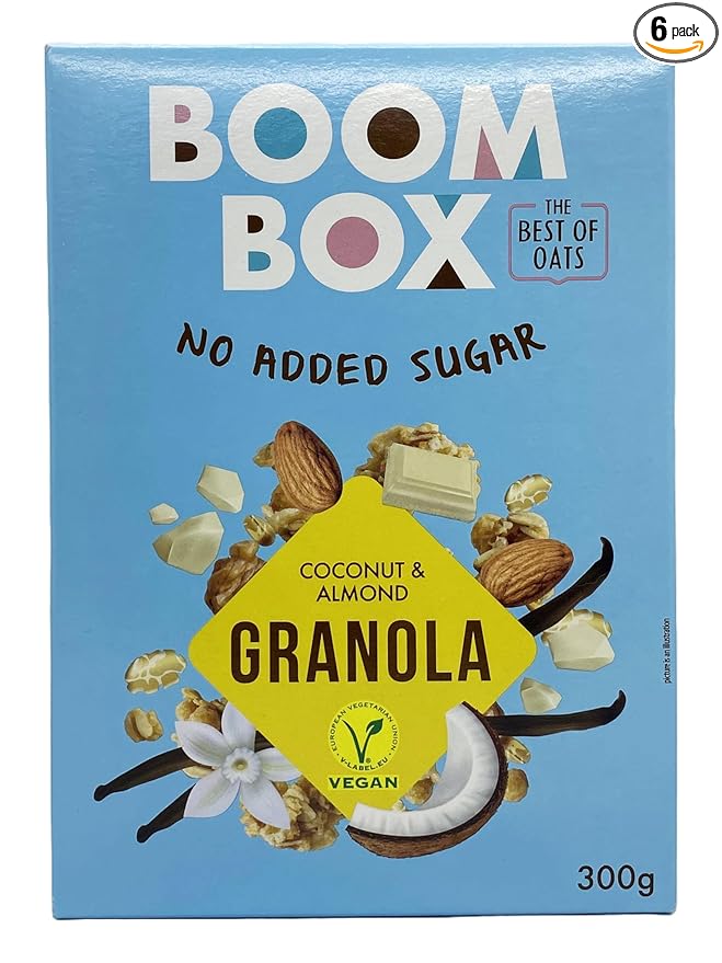 BOOM BOX Coconut-Almond-White Chocolate Oat Granola - 300g Irresistible Blend of Flavors