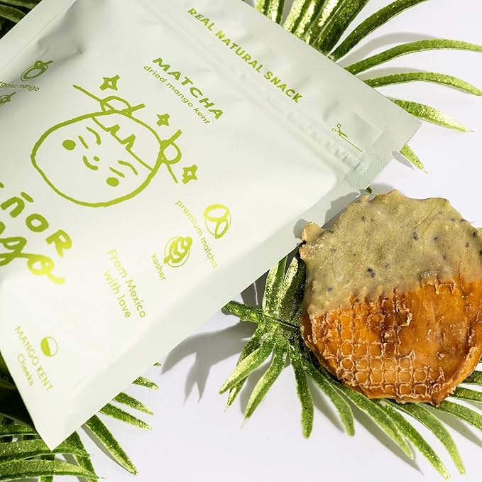 SEÑOR MANGO | MATCHA - Dried Mango with Matcha Coating | Organic Kent Variety | No Sugar Added | Gluten-Free Fruit Snack | Made in Mexico | 6 Pack – 2.1 oz Each
