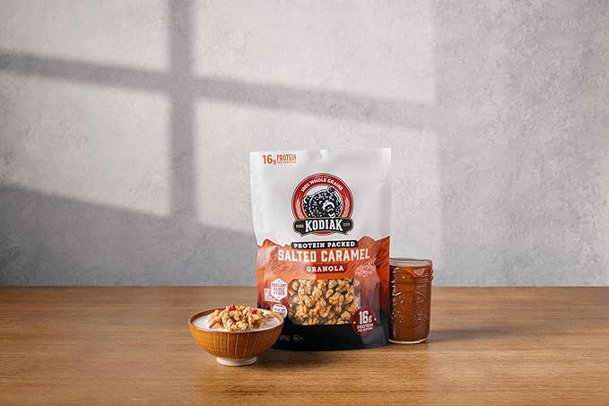Kodiak Cakes Granola Salted Caramel High Protein 100% Whole Grains (Pack of 5 pouches)