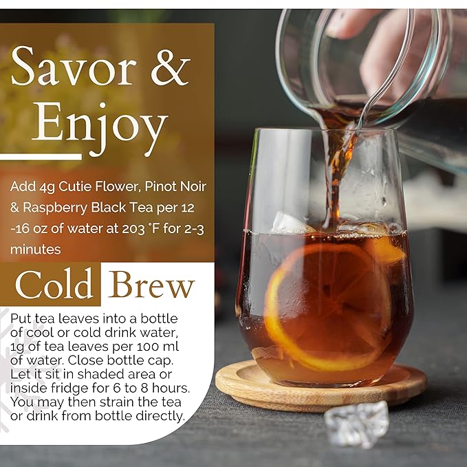 Organic Hibiscus Pinot Noir &amp Raspberry Black Tea I POWERFUL ANTIOXIDANTS I 12 Oz Berry Fruit Black Tea (150+ Cups) I 100% Real Ingredients | T SECRETEA Cutie