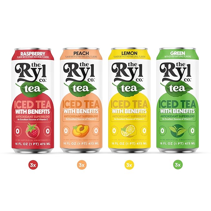 Ryl Iced Tea Variety Pack Antioxidant Superblend No Artificial Ingredients 16.0 Fl Oz (12-Pack)