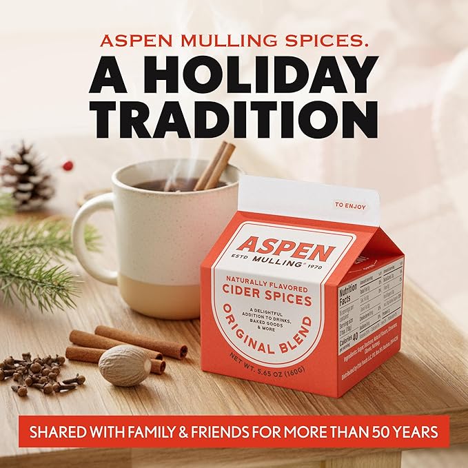 Aspen Mulling Cider Spices Original Blend. Cinnamon Nutmeg &amp Clove. Holiday Mulling Spice Mix for Spiced Cider Mulled Red Wine &amp Festive Winter Beverage Mix. 5.65 oz. (Pack of 4)