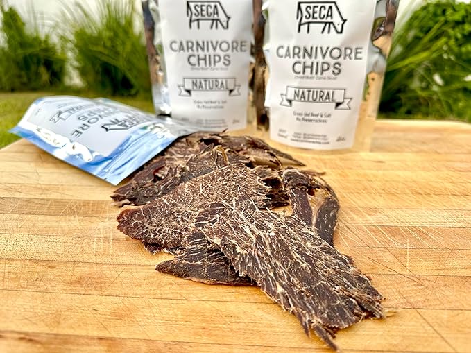 SECA - Carnivore Chips - Natural Grass fed Beef and Salt Carne Seca- Keto Carnivore Paleo