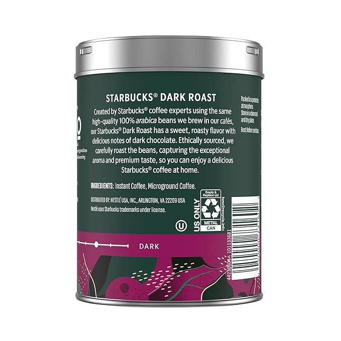 Starbucks Premium Instant Coffee Dark Roast Coffee Arabica Beans Three 3.17 oz Tins