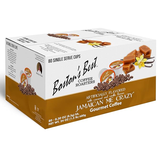 Boston’s Best - Jamaican Me Crazy Flavored Delicious Gourmet Coffee 1 Count (80 Single Serve Cups)