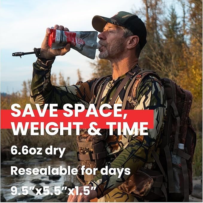 RecPak | 700 Cal 43g Protein Complete Nutrition for Backcountry Athletes | No-Cook Lightweight Liquid Meal for Mountaineering Backpacking Sking Hunting |Just Add Water &amp Go I Coffee (6-Pack)