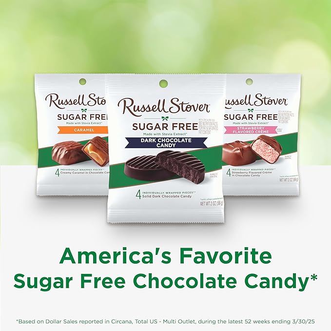 RUSSELL STOVER Sugar Free Dark Chocolate Medallions Candy 2 oz. bag (Pack of 10)