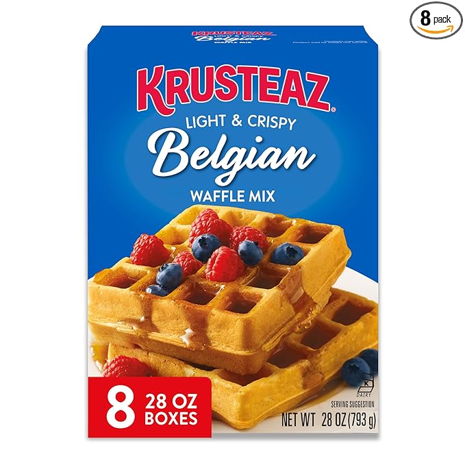 Krusteaz Light and Crispy Belgian Waffle Mix Krusteaz Waffle Mix 28 oz Box (Pack of 8)