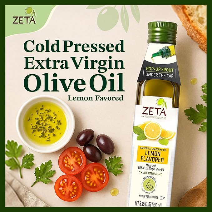 Zeta Extra Virgin Olive Oil with Lemon 8.5fl oz. Pack of 3