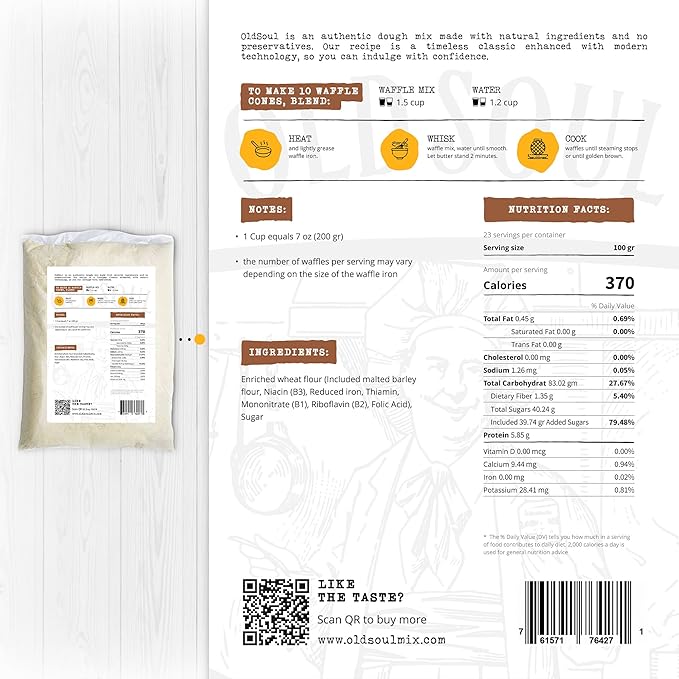 OldSoul Professional Cone Waffle Mix | Original Flavour | 10 Lbs | 224 Ice Cream Cones (10 Lbs Traditional)
