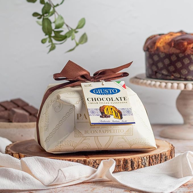 Giusto Sapore Authentic Italian Panettone Filled with Chocolate Cream - New and Imported from Italy Family Owned - 28.21 oz