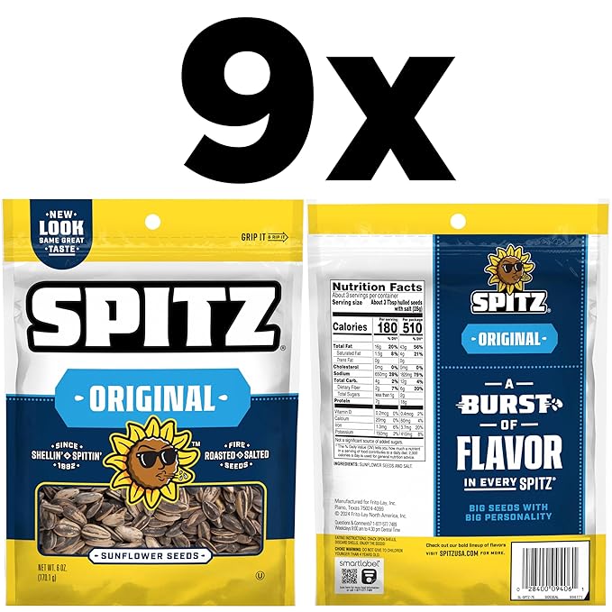 Spitz Sunflower Seeds Salted 6 Ounce (Pack of 9)