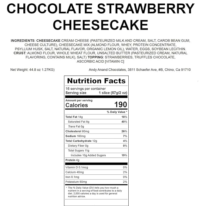 ANDY ANAND CHOCOLATIER Luxurious 9 Chocolate Strawberry Cheesecake With Real Truffles Delicious Unique Flavor Traditional Recipe Handcrafted For Supreme Creaminess Ideal Gift for Women Men and Ki