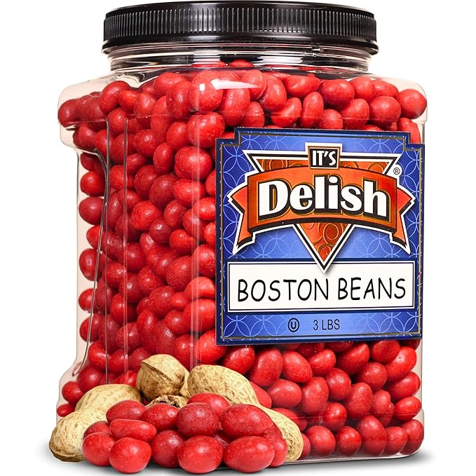 Classic Boston Baked Beans Candy Coated Peanuts by It's Delish – 3 LBS Jumbo Reusable Container – Sealed Packing for Birthday Parties Christmas Easter Halloween
