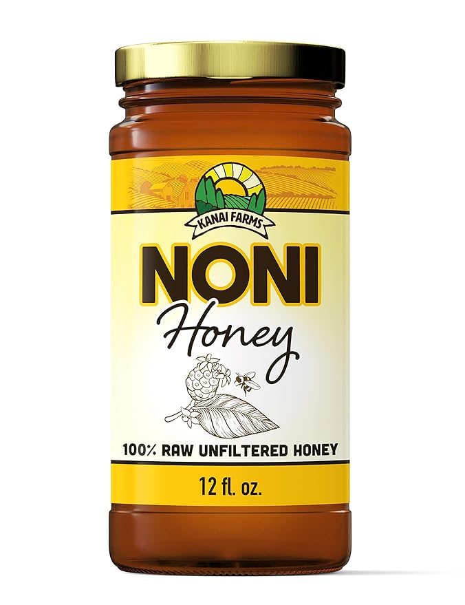 Noni Honey - 100% Pure Raw Unfiltered Unprocessed - 12oz Glass Bottle