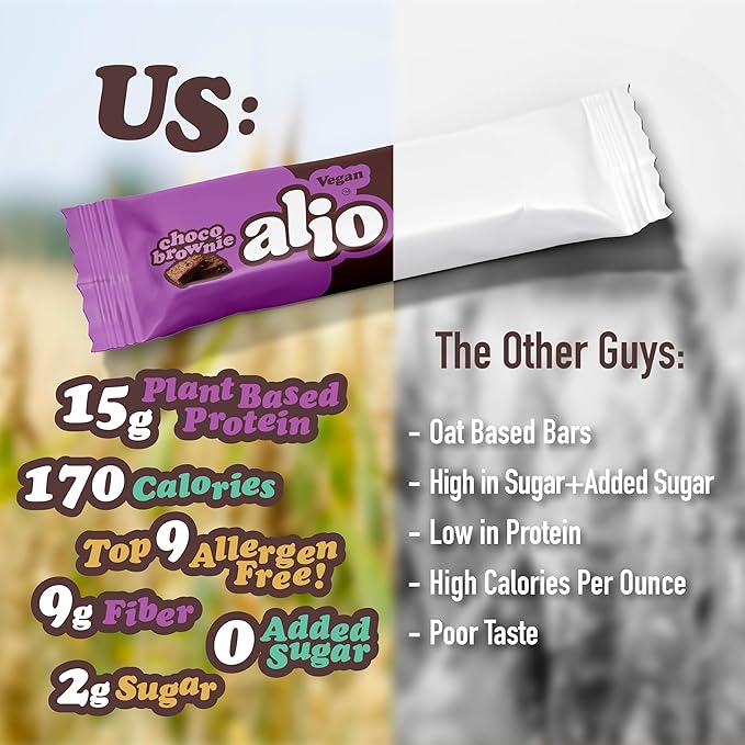 Alio Protein Bars - 3-Flavor Combo Box (12 Bars) – Free From The Top 9 Food Allergens High Protein Low-Calorie Vegan Gluten-Free Nut-Free Non-GMO Plant-Based Seed Oil Free Delicious &amp Hea