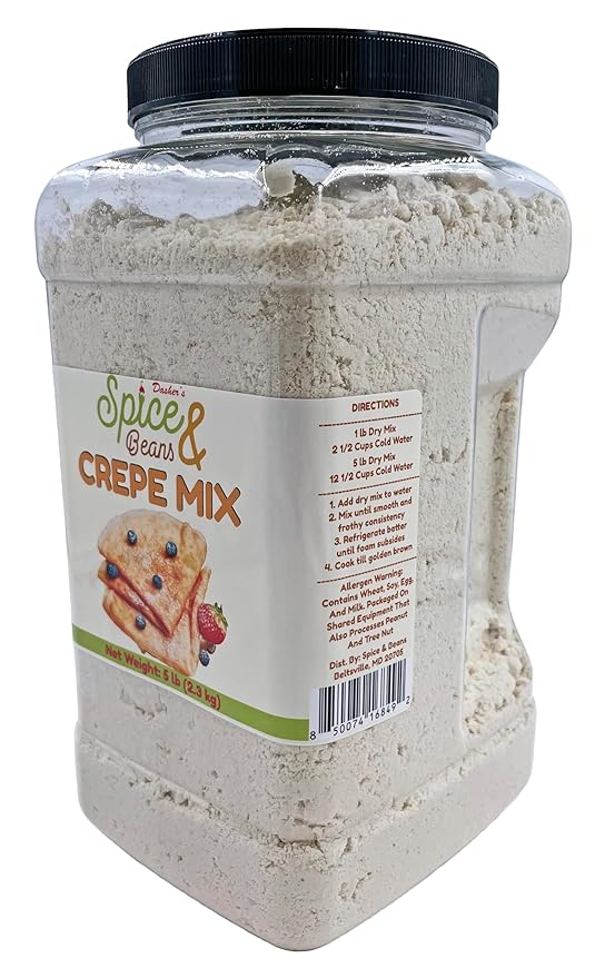 Classic Crepe Flour Mix By Dasher's Spice &amp Beans | Easy Crepe Mix | 5 lb