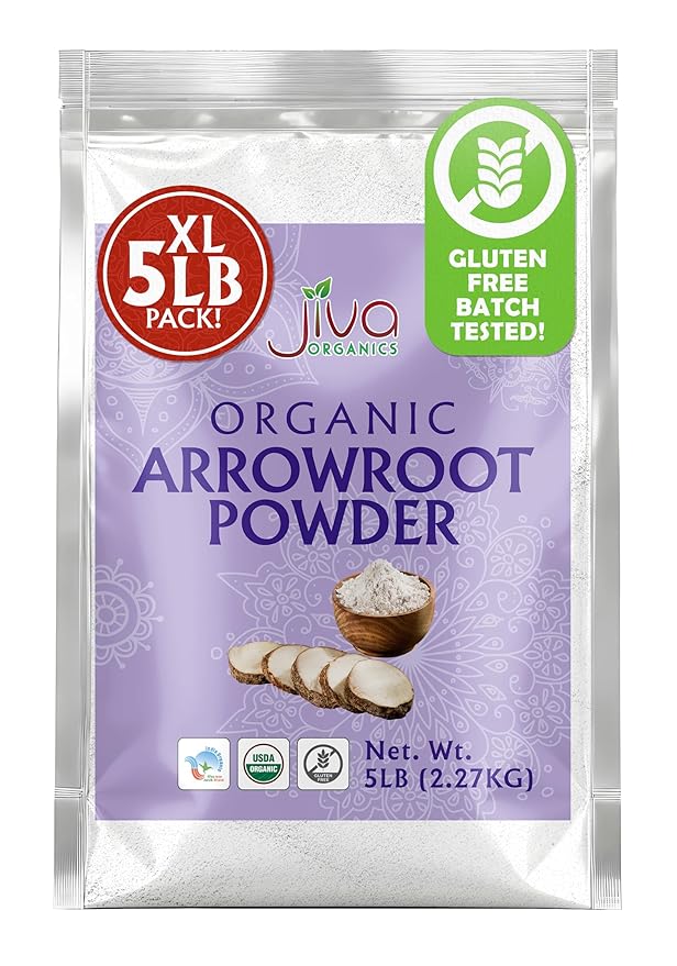 Jiva Organics Organic Arrowroot Flour (Powder) 5 Pound Bag - Raw Non-GMO Gluten Free