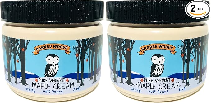 Pure Vermont Maple Cream - Barred Woods Maple Products - Maple Butter (Pack of 2)