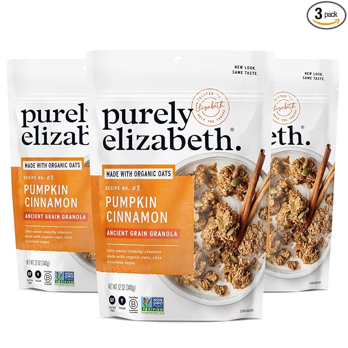 Purely Elizabeth Pumpkin Cinnamon Ancient Grain Granola Gluten-Free Non-GMO 12 Ounce (Pack of 3)