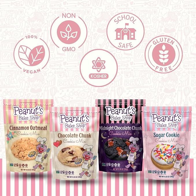 Peanut's Bake Shop - Vegan and Gluten-Free Cookie Mix | Non-GMO Kosher Cookie Mixes for Decadent Treats (Variety Pack - 4 Pack)