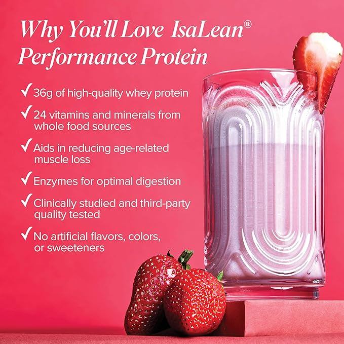 IsaLean Performance Protein Shake - Meal Replacement Shake with 36g of Protein - Helps Support Lean Muscle Building and Weight Management - Enriched with 24 Essential Vitamins and Minerals - 32.6 oz -