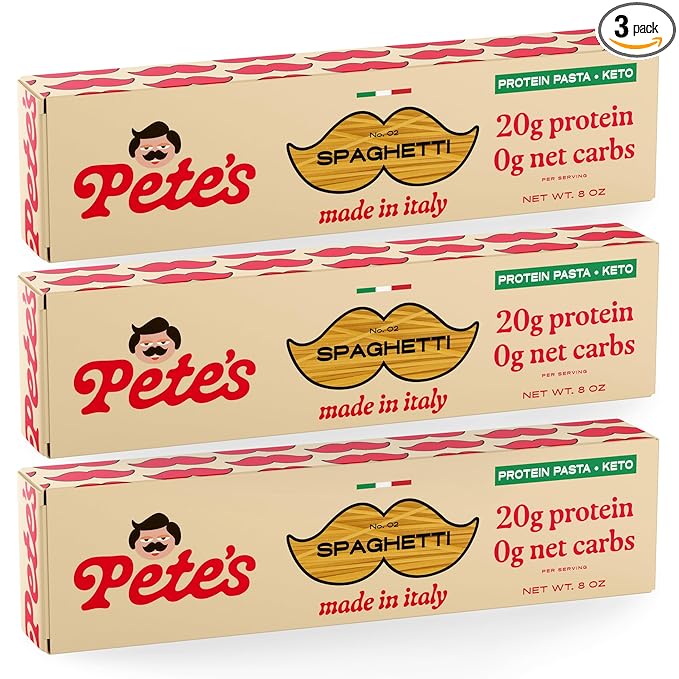 Pete's Pasta Spaghetti Noodles | 20g Protein No Carb Pasta | Keto Carb Free Pasta | Healthy Zero Carb Italian Pasta From Italy | 3-Pack 8oz