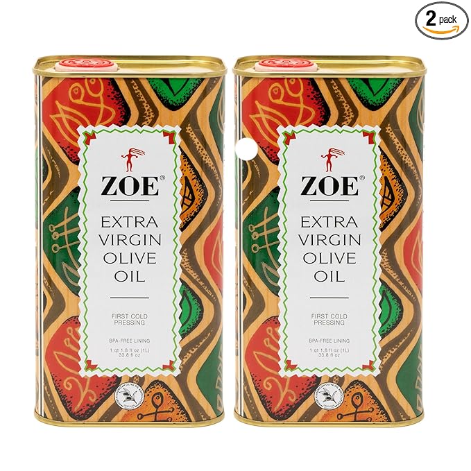 ZOE Extra Virgin Olive Oil 1-Liter Tins (Pack of 2)