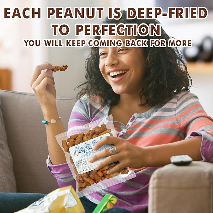 Uncle Bud's Deep Fried Peanuts In Shell (5 Pack) Peanuts Individual Packs: Salted Cajun Garlic Hot Old Bay Bacon BBQ Crunchy Flavored Peanut Variety Pack Spicy Peanuts Hot Peanuts In Shell