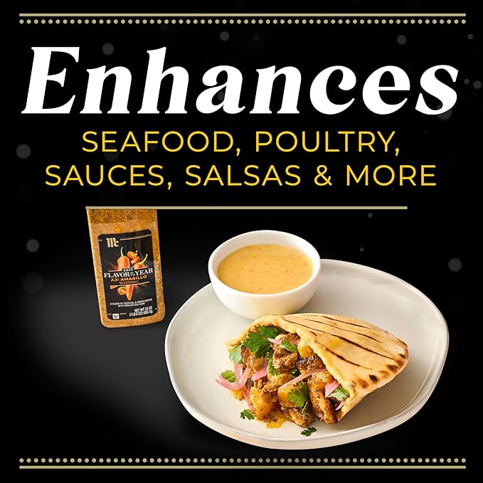 McCormick Seasoning Aji Amarillo 2025 Flavor of the Year Made for Chefs Blend of Tropical &amp Smoky Notes with Medium Chile Heat For Seafood Fish Veggies Poultry Sauces Salsa and More 24